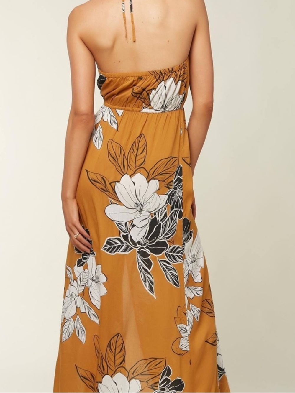 NWT O'Neill Rubia - Mustard Floral Wrap Maxi Dress - Picture 2 of 7